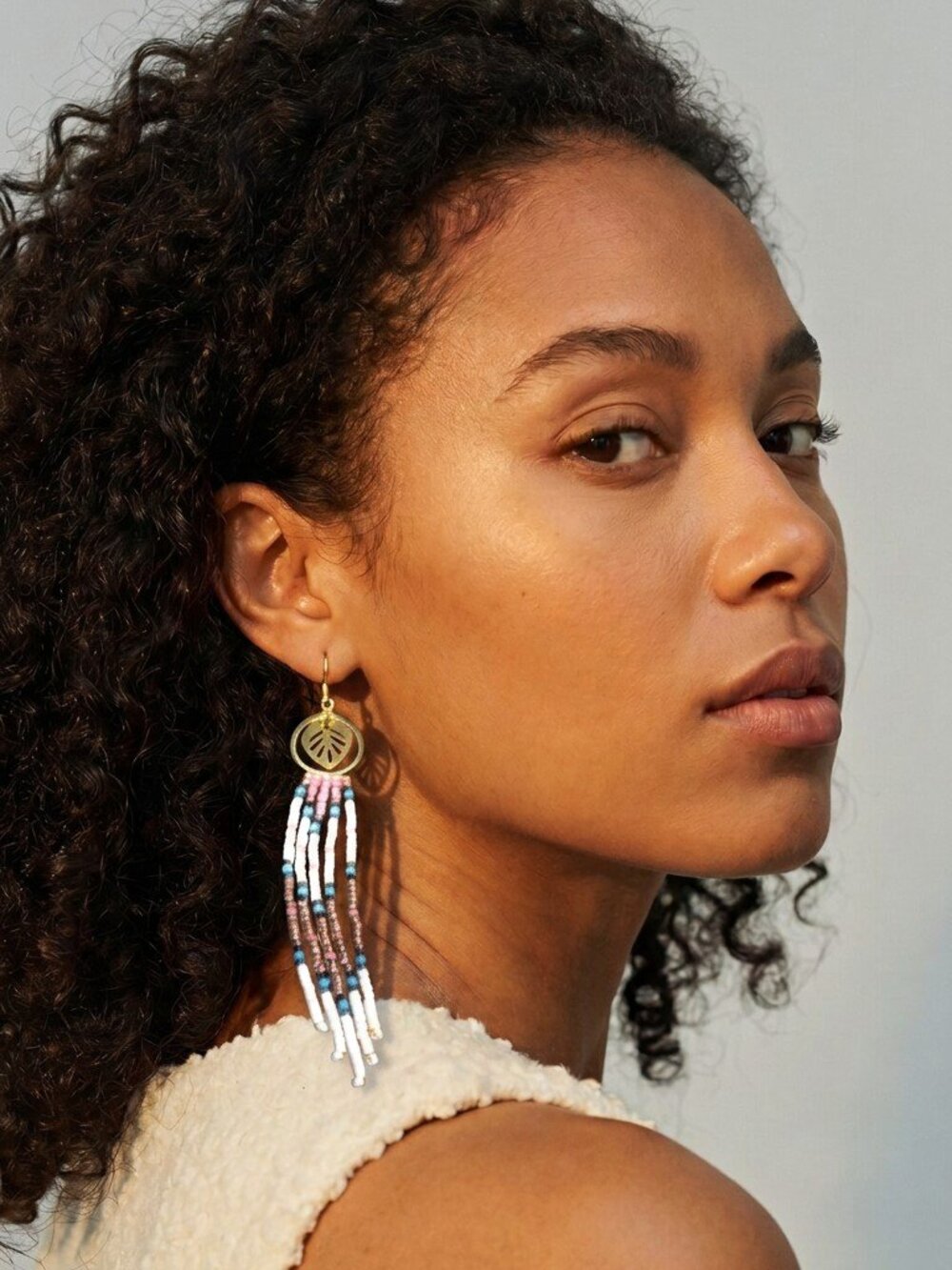 Botanical Beaded Fringe Earrings